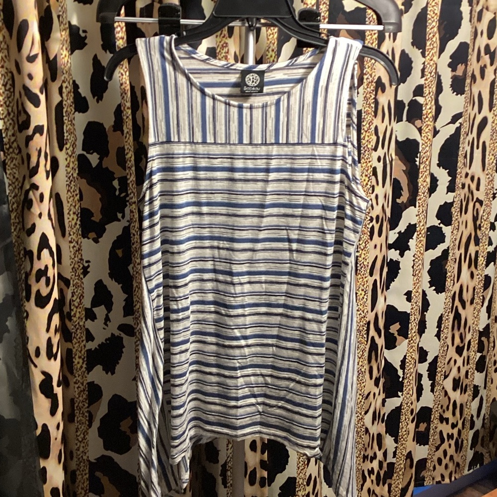 Navy and Beige Striped Tank Top with Long Tail - Babeau!